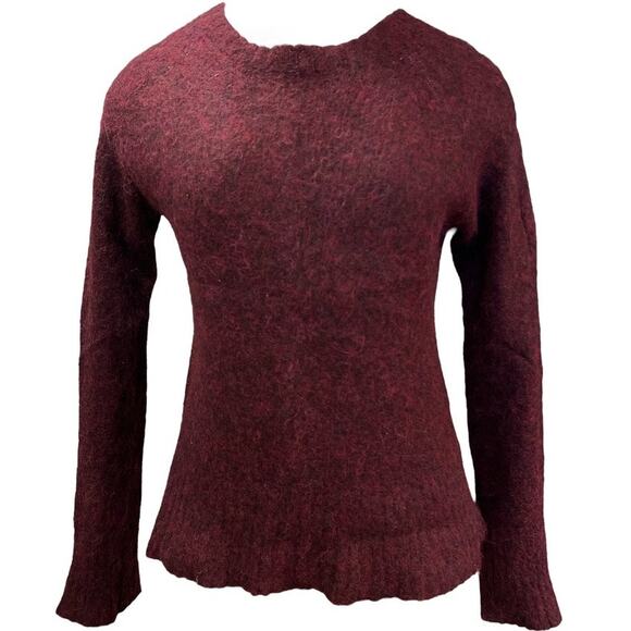 Pacas Peru Alpaca Wool Blend Crew Neck Sweater Sz S Delicate Knit Purple Wine - Picture 1 of 11